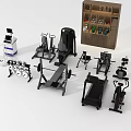 Variety of Fitness Equipment Including Treadmill Dumbbells Fitness Bench Strength Training Machines And Exercise Bike