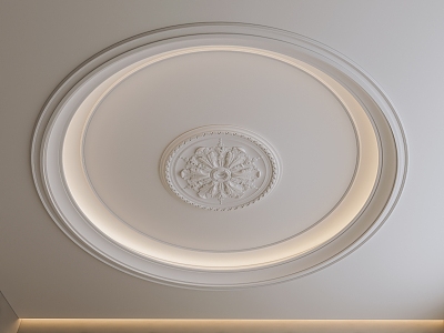 French European Style Ceiling French Gypsum Carved Ceiling French Carved Lamp Plate Round Ceiling Gypsum Line 3d model