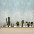Elegant Wall Washer Light Illuminating Wall With Light Patterns And Cactus Plants In Planter