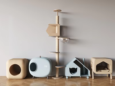 Solid Wood Cat Climbing Rack Cat Climbing Ladder Cat Litter Cat House Pet Supplies 3d model