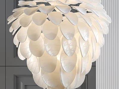 Modern Elegant Chandelier With White Layered Leaf Shaped Panels For Interior Decor 3d model