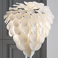 Modern Elegant Chandelier With White Layered Leaf Shaped Panels For Interior Decor
