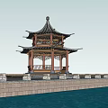 Chinese style pavilion double-layer pavilion 3d model
