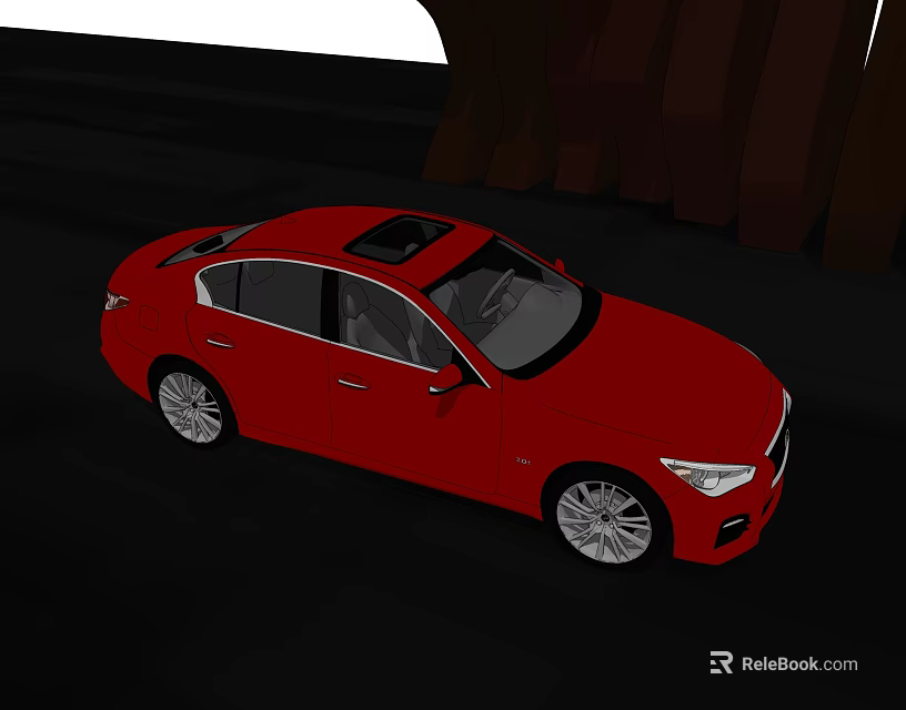 Red Modern Sedan Car With Sunroof And Sleek Exterior Design 3d model 