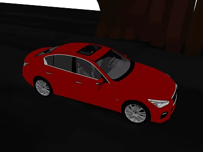 Red Modern Sedan Car With Sunroof And Sleek Exterior Design 3d model
