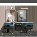 Light Luxury Dining Table and Chair Combination 3d model