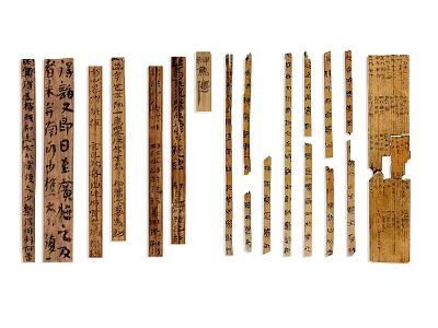 Ancient Bamboo Slips With Historical Writing And Document Fragments 3d model