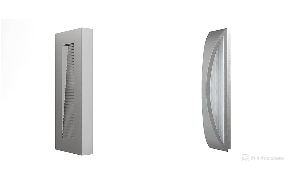 Modern Sleek Wall Lamps With Rectangular Striped And Curved Transparent Panel Design 3d model 