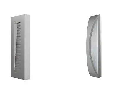 Modern Sleek Wall Lamps With Rectangular Striped And Curved Transparent Panel Design 3d model