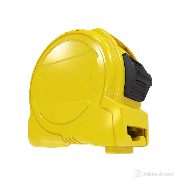Yellow Retractable Tape Measure With Plastic Case And Black Button 3d model