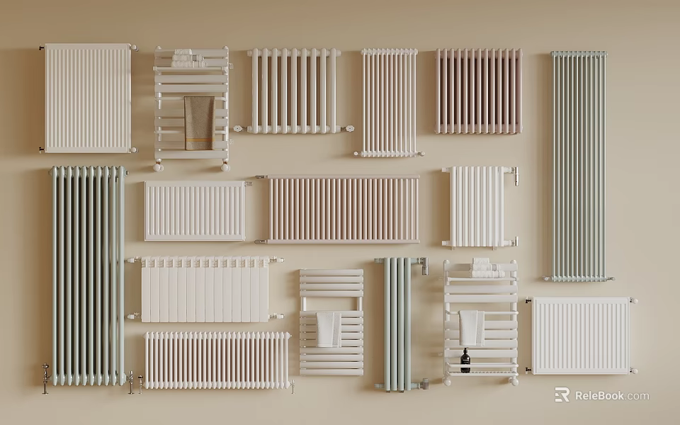 Various Wall Mounted Radiators With Modern Designs And Towel Rails 3d model 