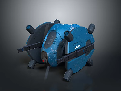 Sci Fi Blue Mechanical Game Movie Character With Pulse Device And Multiple Wheels 3d model