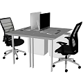 Modern Office Desk Interior Design With Mesh Chairs Computer Monitor And Keyboard