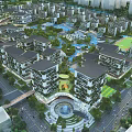 Aerial View Urban Planning with Modern Buildings Green Spaces and Water Features