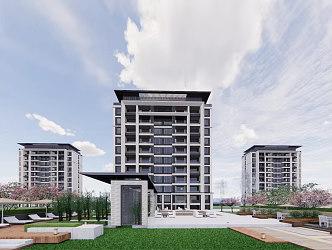 Multi-storey villa in modern residential area 3d model