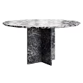 Elegant Round Marble Dining Table With Unique Geometric Base And Luxurious Surface Finish 3d model