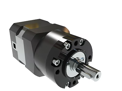 Industrial Mechanical Component With Black Housing Metal Shaft And Precision Bolts 3d model