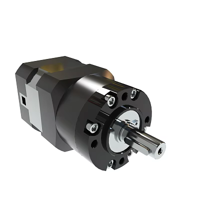 Industrial Mechanical Component With Black Housing Metal Shaft And Precision Bolts 3d model