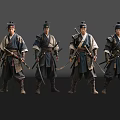 2D Coat Characters Japanese Pirates Japanese Samurai Japanese Soldiers Small Days 3d model