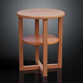 Stylish Wooden Round Side Table With Two Tier Shelf And Sturdy Legs Design