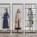 Modern partition glass screen partition 3d model