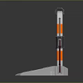 Futuristic Gate Design With Green Display Screen Orange Trim Red Pipes And Gray Pedal Platform