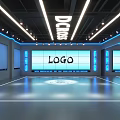 Modern Indoor Sports Space Featuring Bright Lighting And Brand Logos