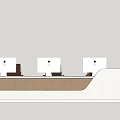 Modern Reception Desk With White Surface Wooden Panel And Computer Monitors 3d model