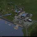 Scenic Waterfront Resort Hotel Building With Marina Dock And Lush Green Landscaping