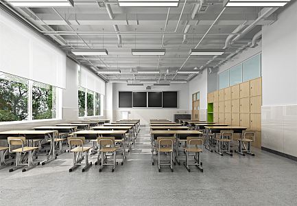 Modern Classroom Customer Service School Third Floor Ordinary Classroom Fourth Floor Toilet 3d model