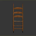 Orange Wooden Leisure Rocking Chair Featuring Slatted Back And Woven Seat Design