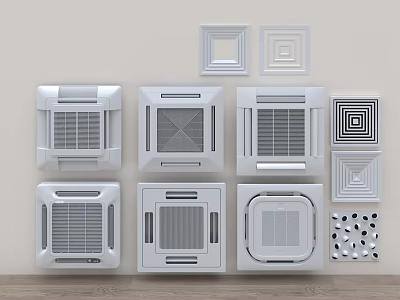 Air Conditioner Air Vents With Modern White Design And Various Grille Patterns 3d model