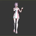 Anime Style 3D Nurse Character In Pink Uniform With White Stockings And Pink Hair Posing