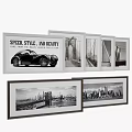 Black And White Bridge Landscape Paintings With City Skyline Artworks