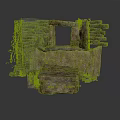 Ancient Stone Structure With Square Window Stone Steps And Grass Vines