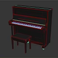 Classic Black Upright Piano With Matching Wooden Piano Bench For Home Music Room