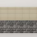 Stylish Background Wall Design With Light Colored Tiles Neatly Arranged And Dark Textured Stone Bricks
