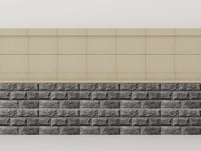 Stylish Background Wall Design With Light Colored Tiles Neatly Arranged And Dark Textured Stone Bricks 3d model