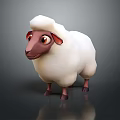 Cute Fluffy Wool 3D Cartoon Sheep Character With Big Eyes And Red Ears