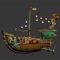 Colorful Ship Shaped Electronic Appliance With Decorative Lights And Mechanical Details