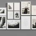 Various Size Photo Frames With Different Designs And Decorative Art Arranged On Gray Background