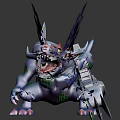 Mechanical Dinosaur Character With Winged Design Sharp Claws Red Eyes White Blue Body 3d model