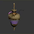 Enchanting Mystical Magic Bottle With Golden Decorations And Purple Light Effects