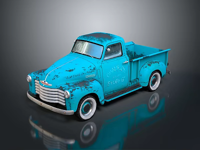 Vintage Blue Pickup Truck With Rusty Weathered Exterior And Classic Design 3d model
