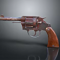 Vintage Revolver With Wooden Grip Classic Metal Body And Retro Design