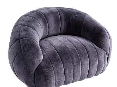 Cozy Gray Velvet Bean Bag Chair With Striped Design And Curved Shape 3d model