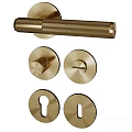 Brass Decorative Door Handle With Lock Cylinder And Escutcheon Plates For Home Use