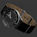 Classic Wrist Watch With Black Dial Brown Leather Strap And Roman Numerals
