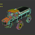 Orange And Black Agricultural Machinery With Large Wheels And Rear Container