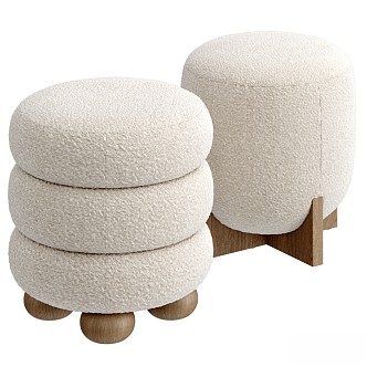 Ethnic sofa stool pouf ottoman boucle 3d model